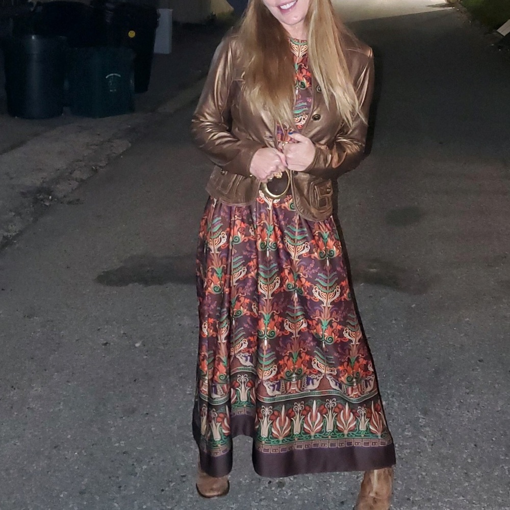 VINTAGE sz S-M Gorgeous maxi dress Bohemian print